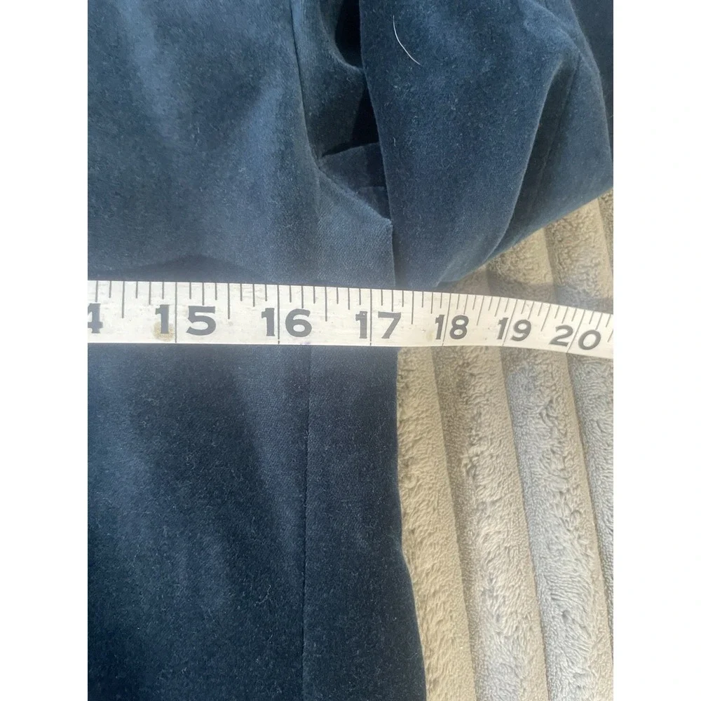 LOFT Women's 2 Teal Velvet Blazer Jacket Fitted Tailored Holiday Party Chic - Picture 6 of 8